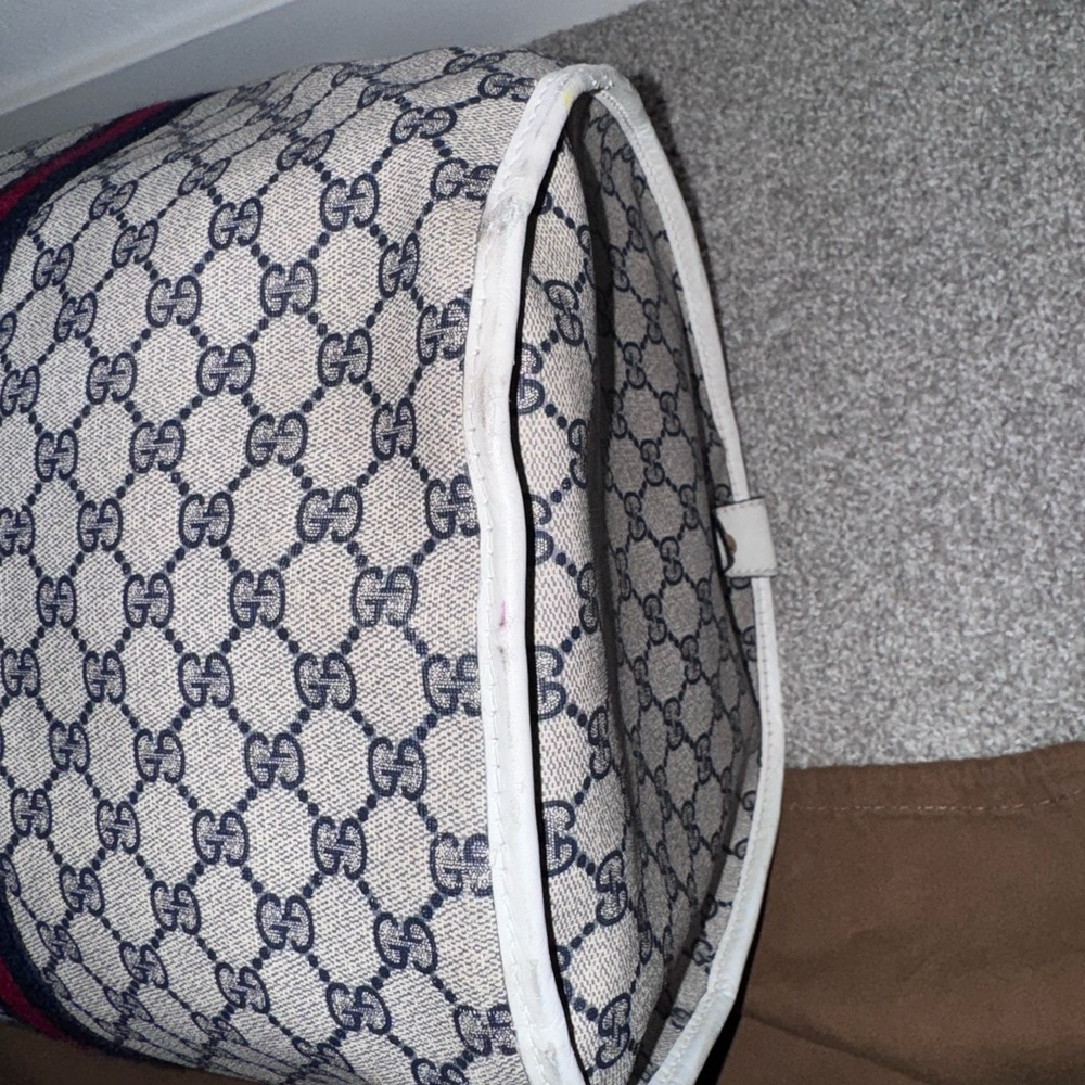 Gucci vintage GG SUPREME CANVAS Web White Boston Bag - Picture 6 of 9